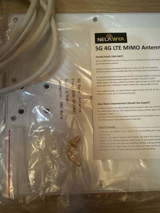 Antena panou Nelawya 4G LTE 5G, antena directionala MIMO pentru exterior, 698-3800MHz, 6-9dbi,router modem wireless