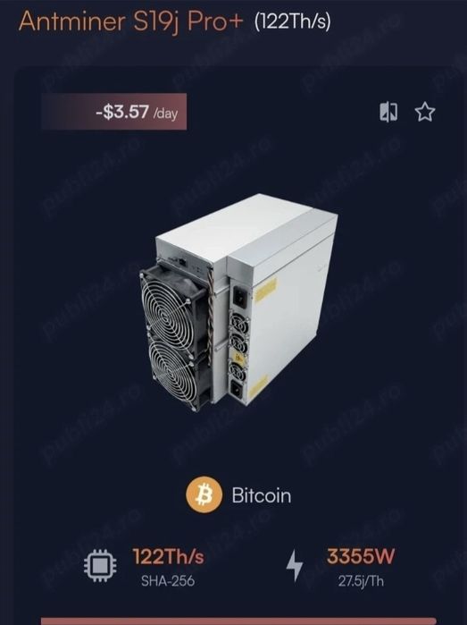 ASIC Crypto Miner Bitmain Antminer S19 J Pro+ 120th BTC