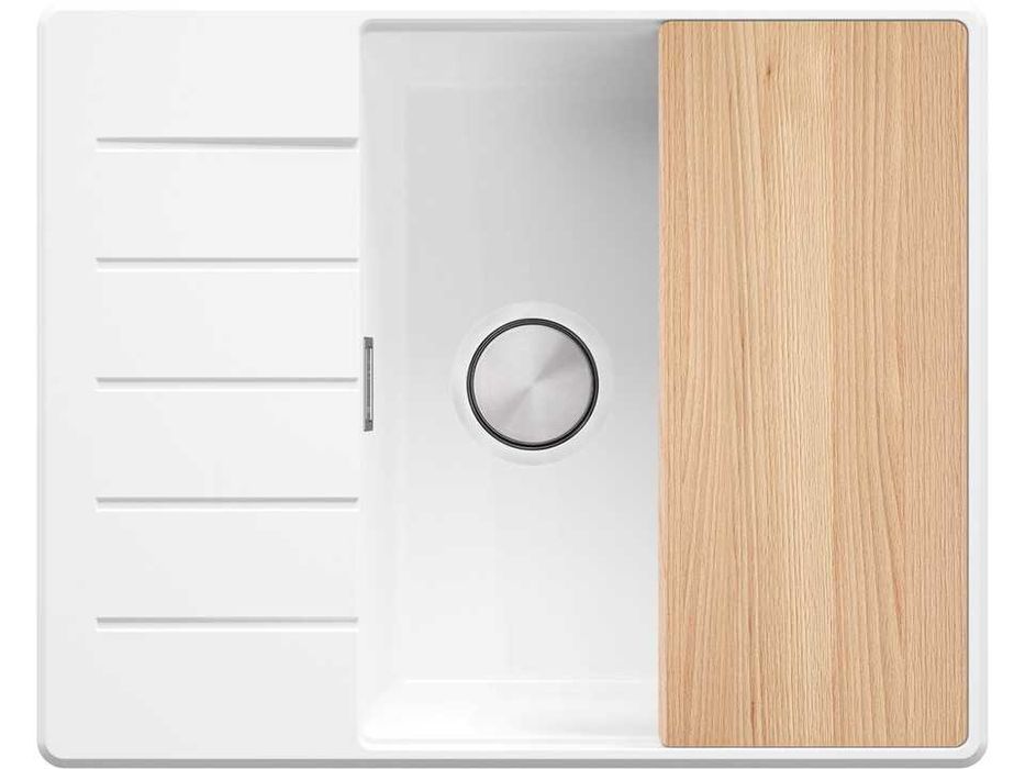 Бяла кухненска гранитна мивка Копенхаген 50 Top 620х500