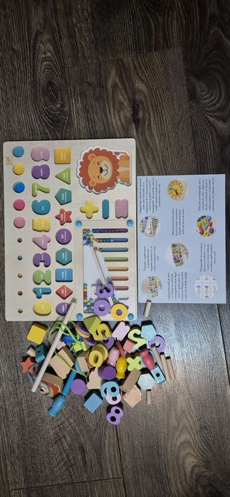 Jucarie din lemn Tableta Montessori cu puzzle si diverse alte jocuri