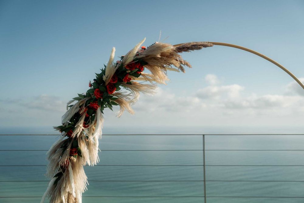 Украса за сватба - пампаска трева - тъмно зелено и оранжево