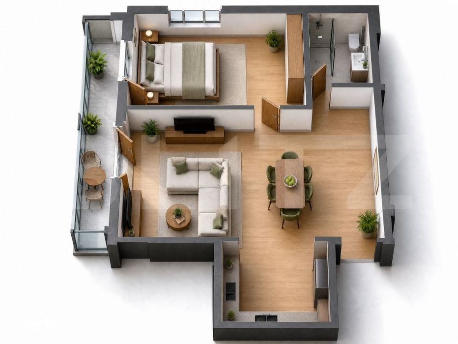 Apartament nou cu C.F., 2 camere, 56 mp utili, terasa, Marasti