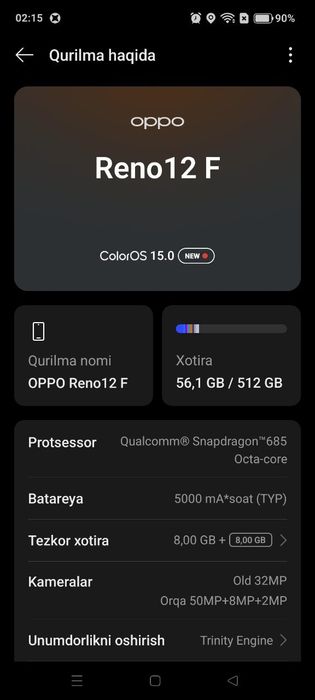 Oppo Reno 12F 16/512