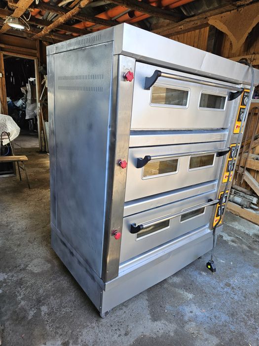 Фурна Печка за Закуски Пици Хляб Трифазна 3 Нива 6бр. Тави 60/40см.