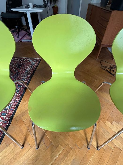 4× стола Danerka Rondo – Lime, хромирани крака – много добро състояние