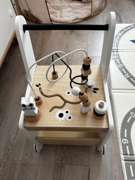 6in1 cărucior din lemn, Walker cu funcție de masă de învățare