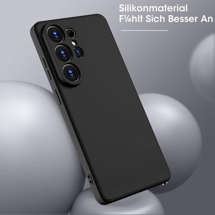 Матов силиконов кейс за samsung galaxy s26 ultra - черен - със защита