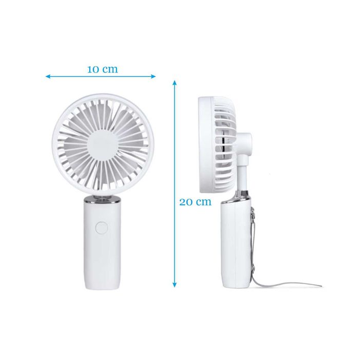 Ventilator portabil, 3 viteze, incarcare USB, 6h/1200mAh, 2W, alb