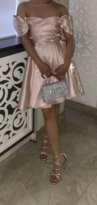 Розовое вечернее платье, размер S-M