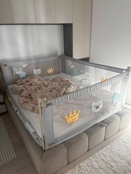 Set/bariere culisante de protectie pat, 160x200