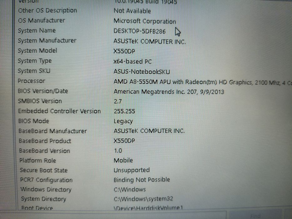 Laptop Asus  x550db
