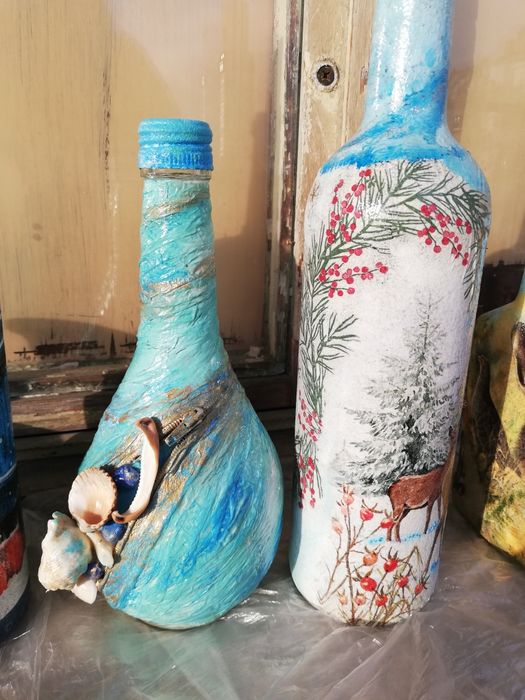 Декупаж на керемиди и бутилки