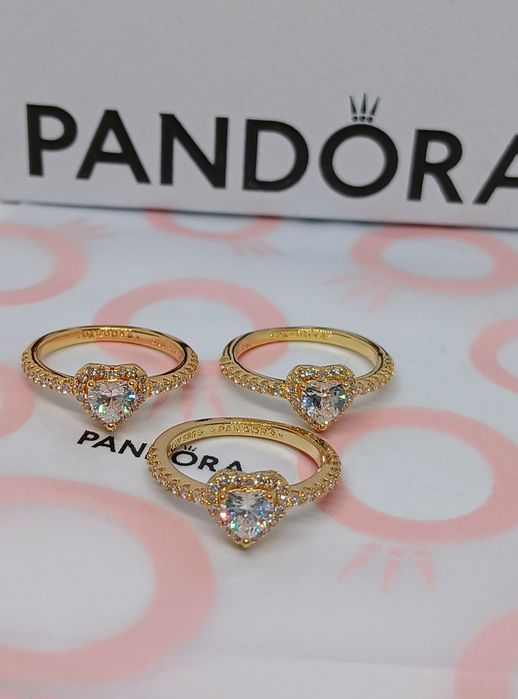 Inel Nou Pandora Moments Elevanted Heart Silver Gold 5/50,6/52,7/54