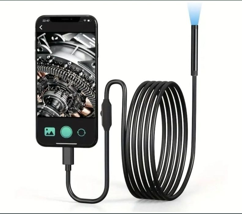 Camera Endoscopică Flexibila 2m cu leduri ajustabile waterproof, Camera Inspectie mecanica fina