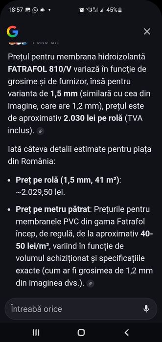 Vand membrana hidroizolanta Fatra Fatrafol 810/V