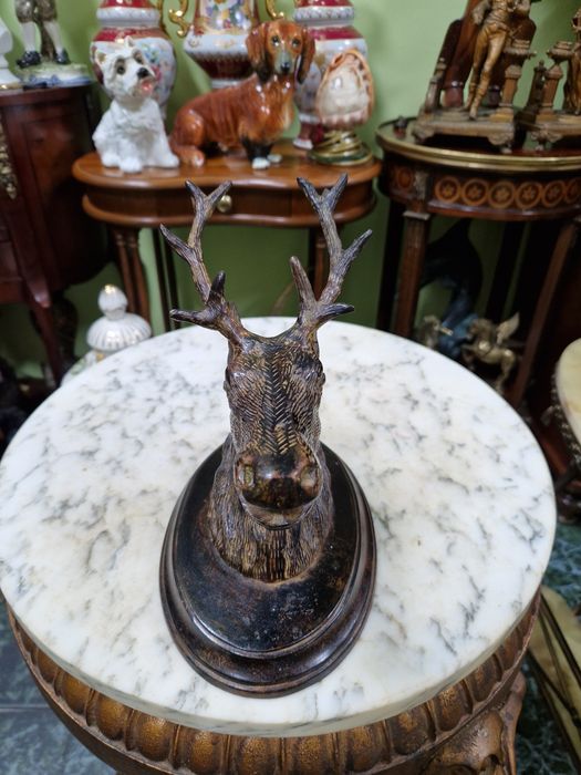 Уникална антикварна френска метална фигура статуетка за стена