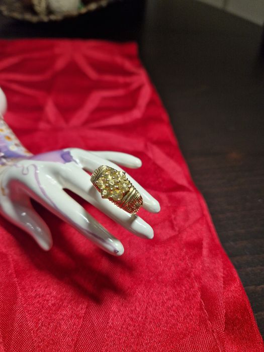 Изключителен сребърен пръстен с позлата и цитрин