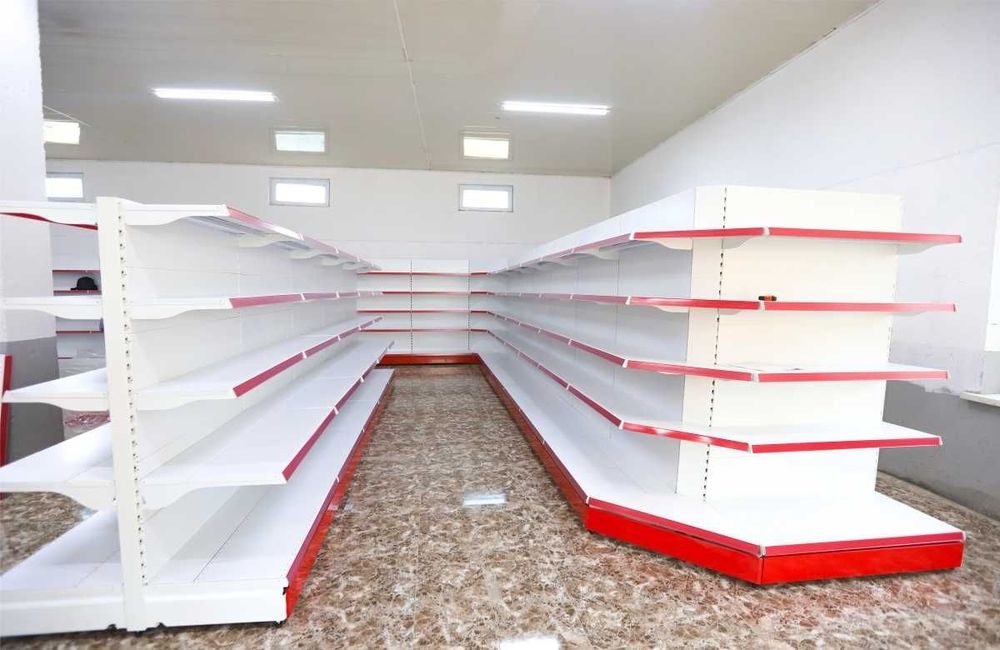 Supermarket tokchalari, Stelaj polka, Prilavkalar