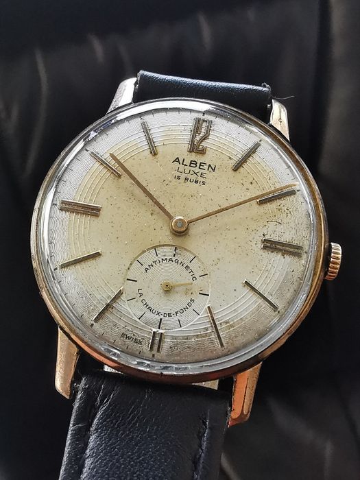 Ceas Alben De Luxe Jumbo - Manual, 37 mm-Funcționează Excelent!