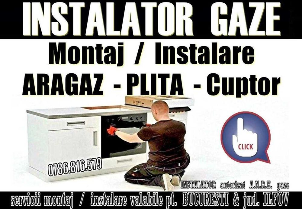 Instalator Gaze - Montaj: ARAGAZ / PLITA / CUPTOR - autorizat montare