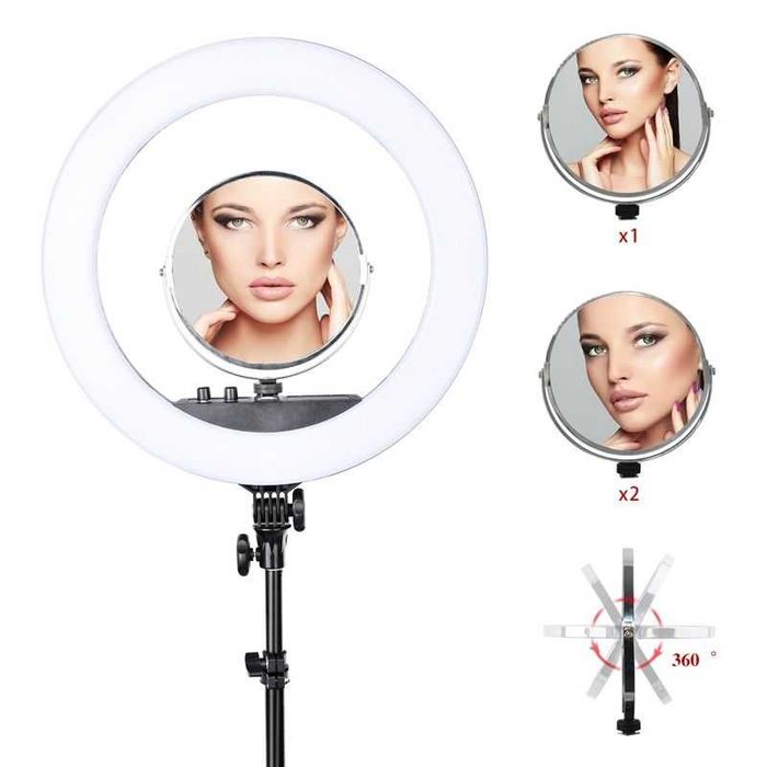 Ring Light premium, 45 cm, USB, telecomanda, oglinda, RL18