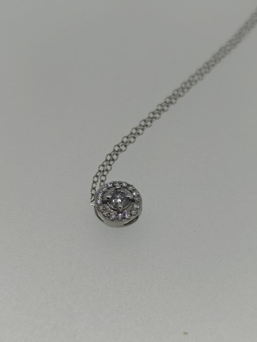 Lanț aur 1.35gr alb 14k cu pandantiv cu diamante naturale 0.24ct (r)