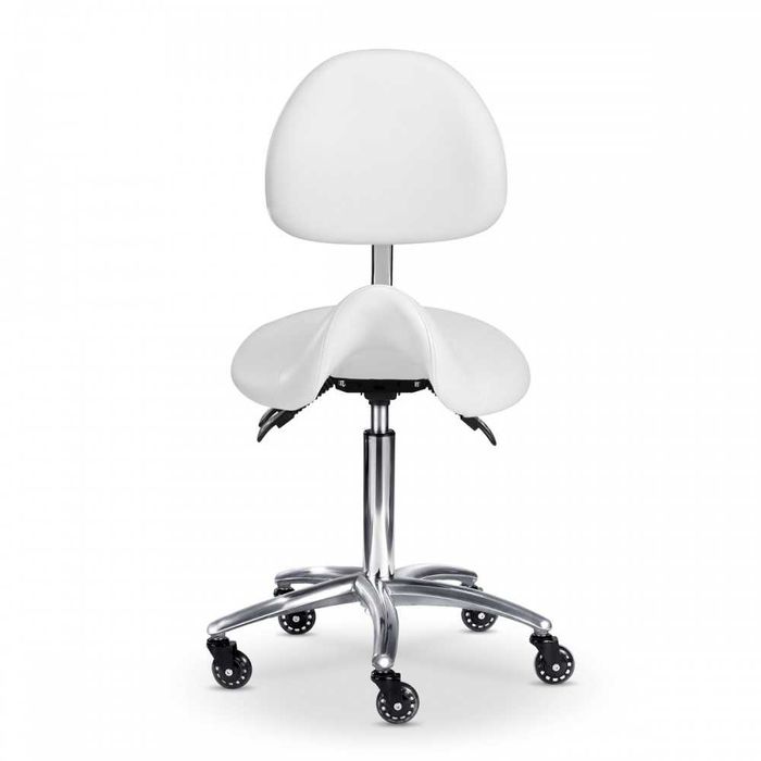 Козметичен стол -табуретка с облегалка Eli 56/76 см -силиконови колела