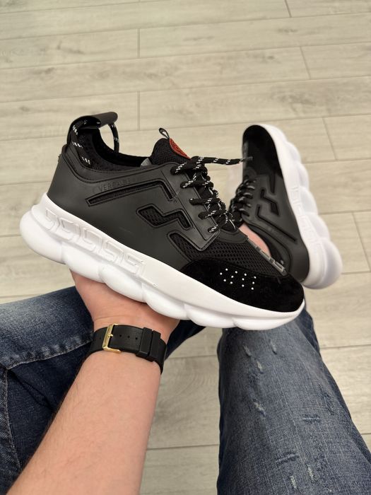 Adidasi Barbati Versace Chain Reaction Negru/Alb!