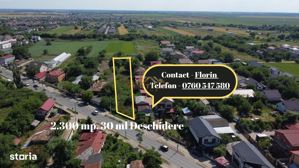 Teren Stradal 2.300 mp, 30 ml Deschidere, Investitie PREMIUM