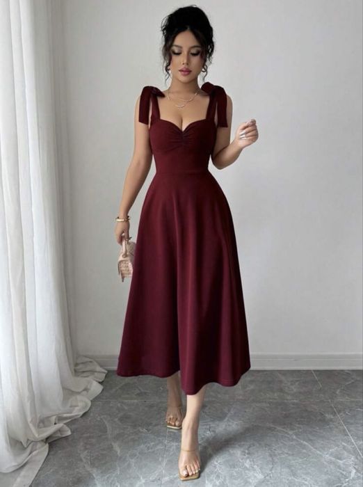 Rochie midi vișinie