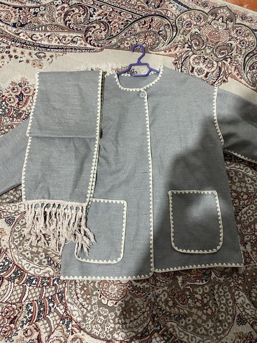 Пальто шарфпен серый