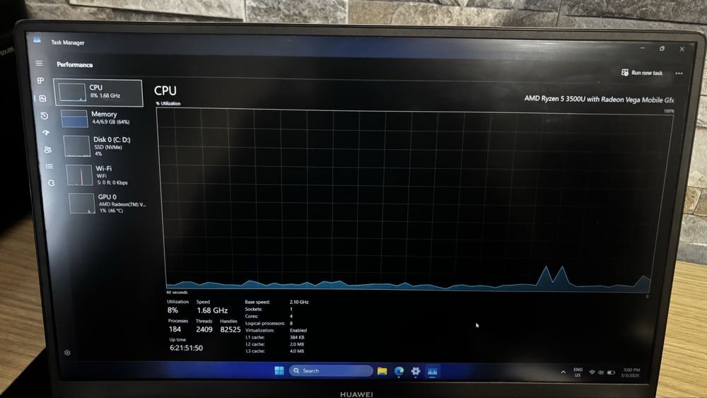 Laptop Huawei MateBook D15 Ryzen 5 / 8GB RAM / SSD 256GB / Windows 11