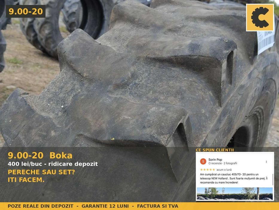 Cauciucuri 9.00-20 Boka SKL800 Anvelope Camion Basculanta Industriale 14PR SH GARANTIE Factura