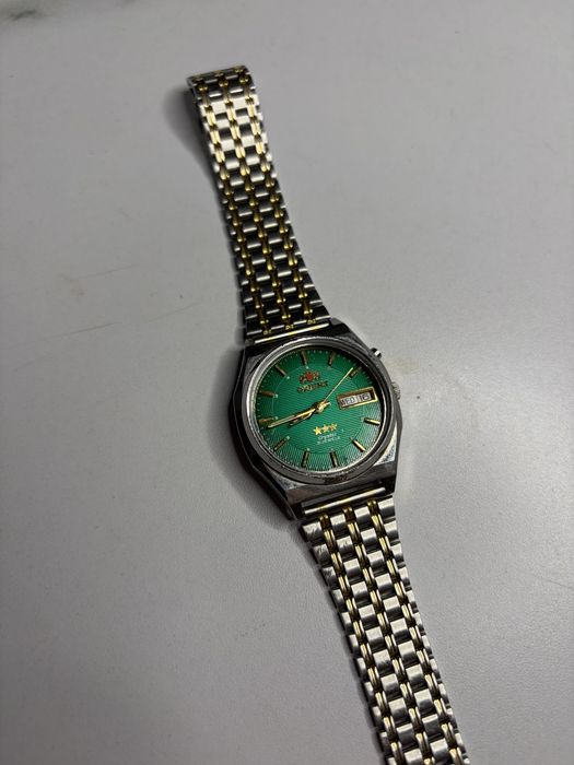 Orient Crystal vintage – cadran verde, aur declarat 24K