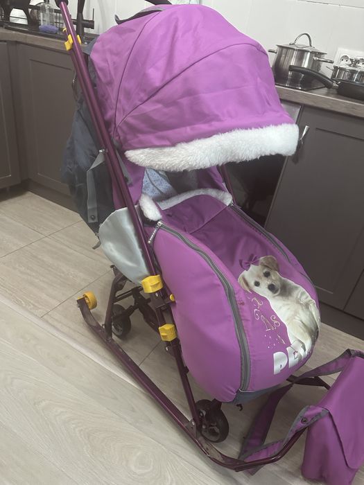 Санка коляска теплая