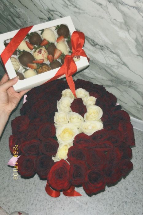 Цветы корзина роз буква Р