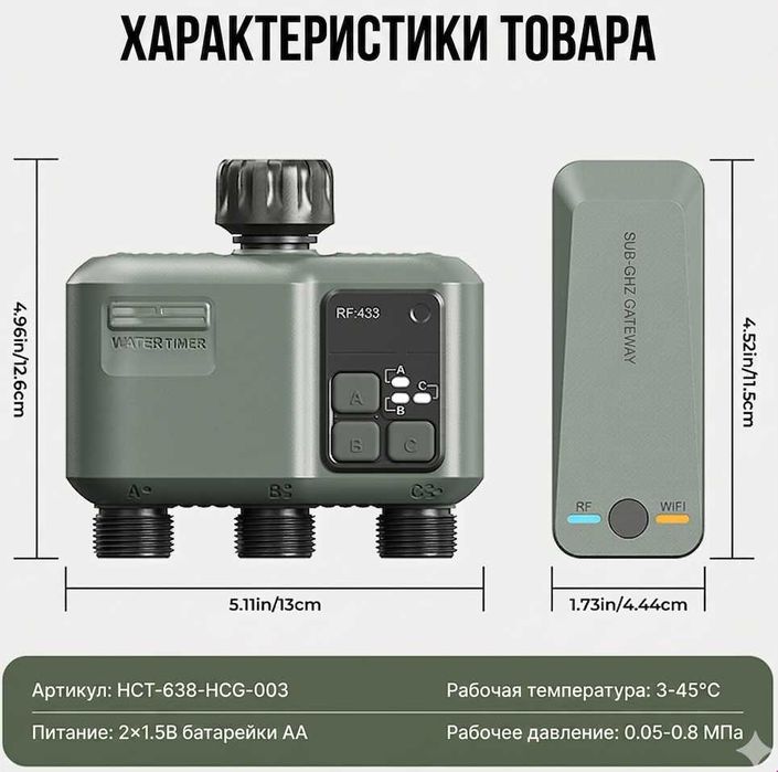 Умный таймер полива с Wi-Fi &RF-433 управлением, программатор орошения