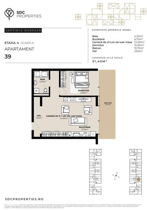 PROIECT EXCLUSIVIST! Apartament de vanzare, 51,40 mp, Complex SDC — fotografia 1
