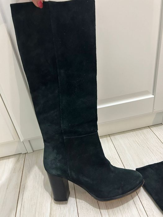 Cizme negre piele întoarsă, 36