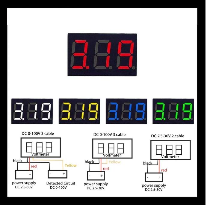Волтметри за монтаж -  за измерване на ток DC-100, AC-500v