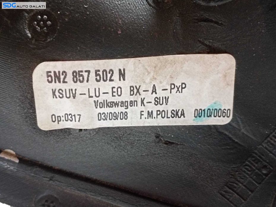 Oglinda Electrica Dreapta FARA Pliere Rabatare cu Semnalizare Volkswagen Tiguan 2007 - 2011 Cod 5N2857502N Culoare LC9X [M3826]