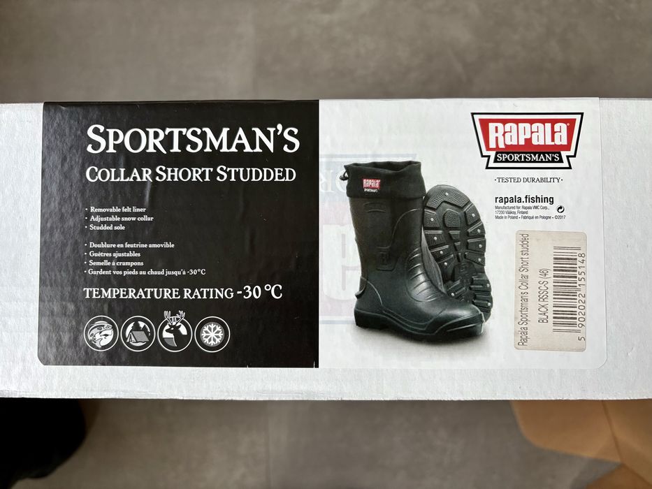 Ботуши Rapala с вградени шипове и куфар Salmo за зимен риболов