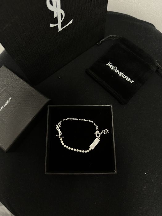 Bratara YSL Yves Saint Laurent Bracelet silver cu pietre