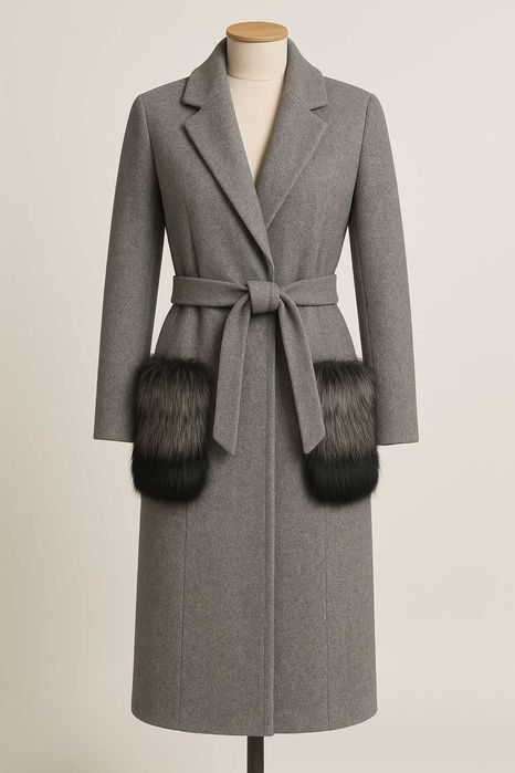 Стильное женское пальто из шерсти