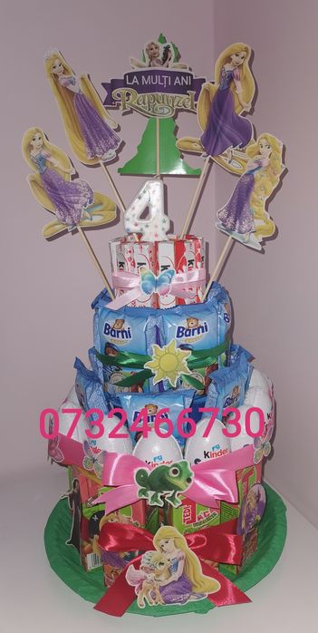 Tort barni, tedi, kinder, produse ambalate, tort din dulciuri