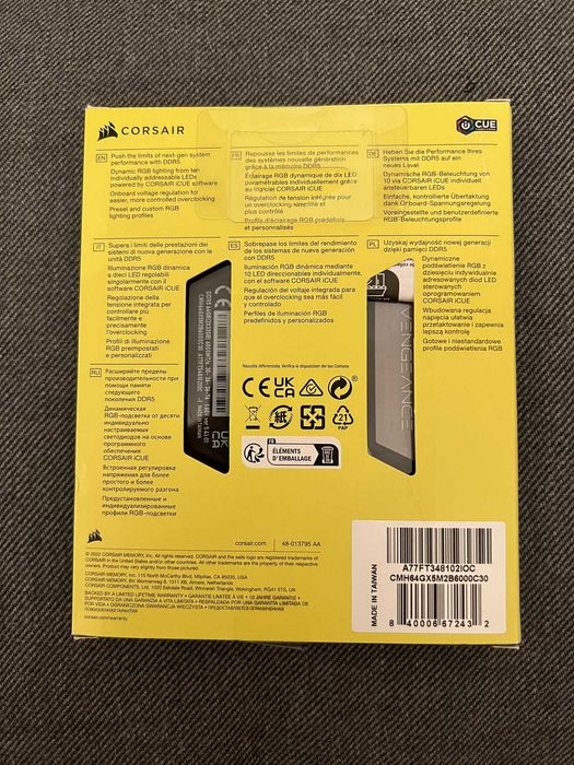 VENGEANCE® RGB 64GB (2x32GB) DDR5 DRAM 6000MT/s Intel XMP Memory Kit