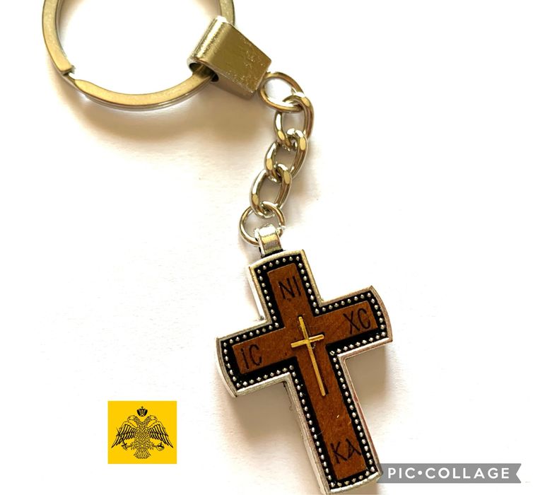 Breloc auto cu cruce din Muntele Athos  – suvenir religios