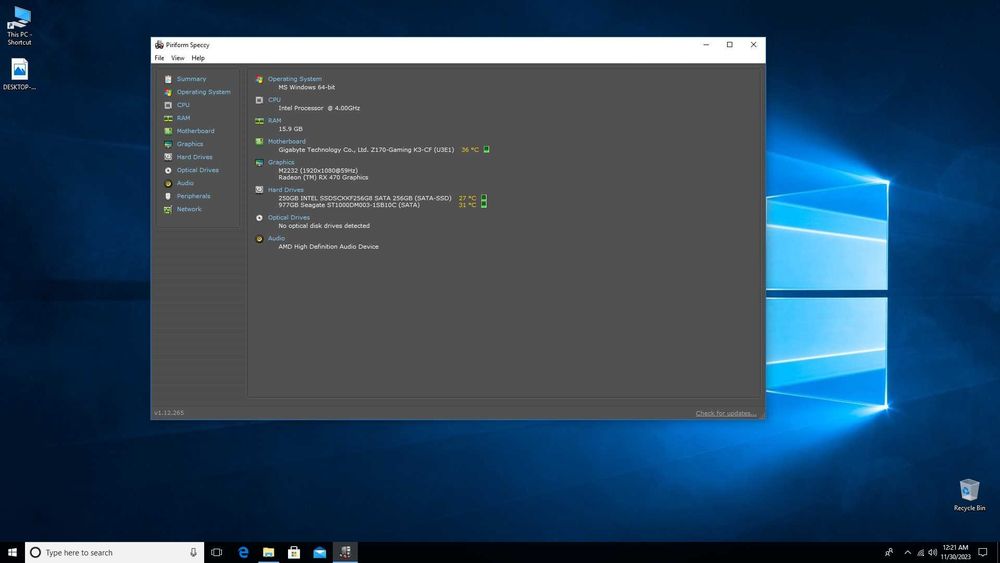 Геймърски компютър GB Z170-Gaming Intel I7 6700K 16GB RAM  RX470 8GB