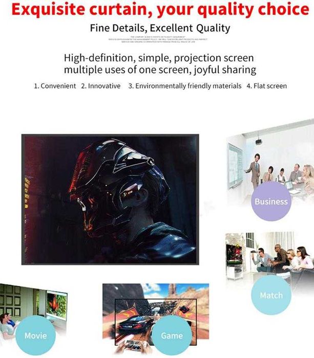 Anti-Light 3D Прожекционен Екран 160° Проекторно Платно Проекторен Екран за Проектор Филми Мултимедиен Презентер Видео Екран за Прожекции Презентации