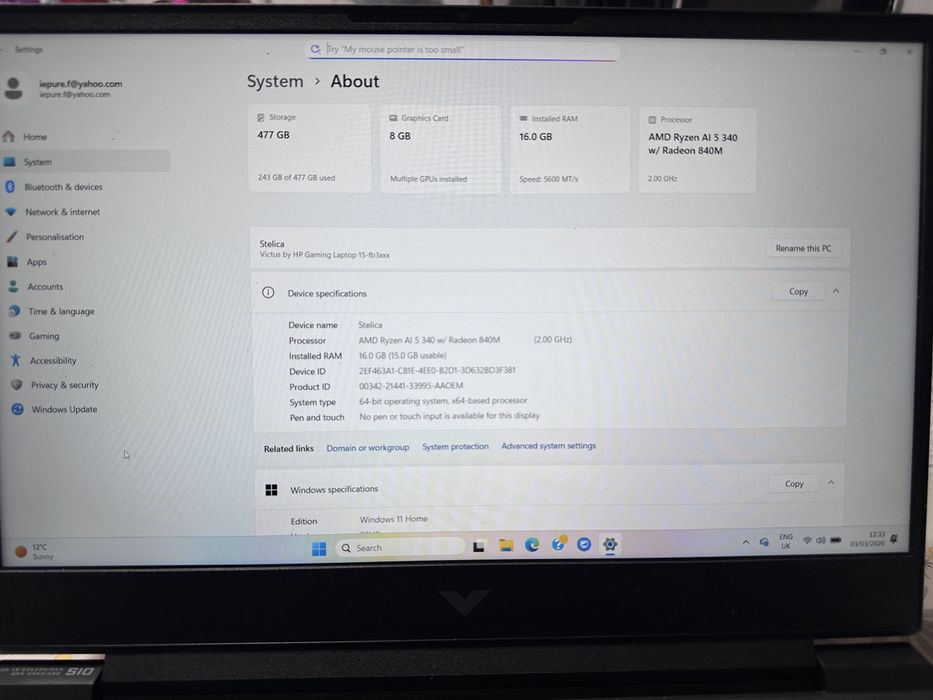 Laptop gaming HP Victus 15